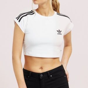 Adidas short sleeve cream crop top